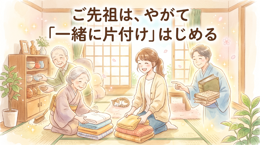 ご先祖は、やがて「一緒に片付け」はじめる